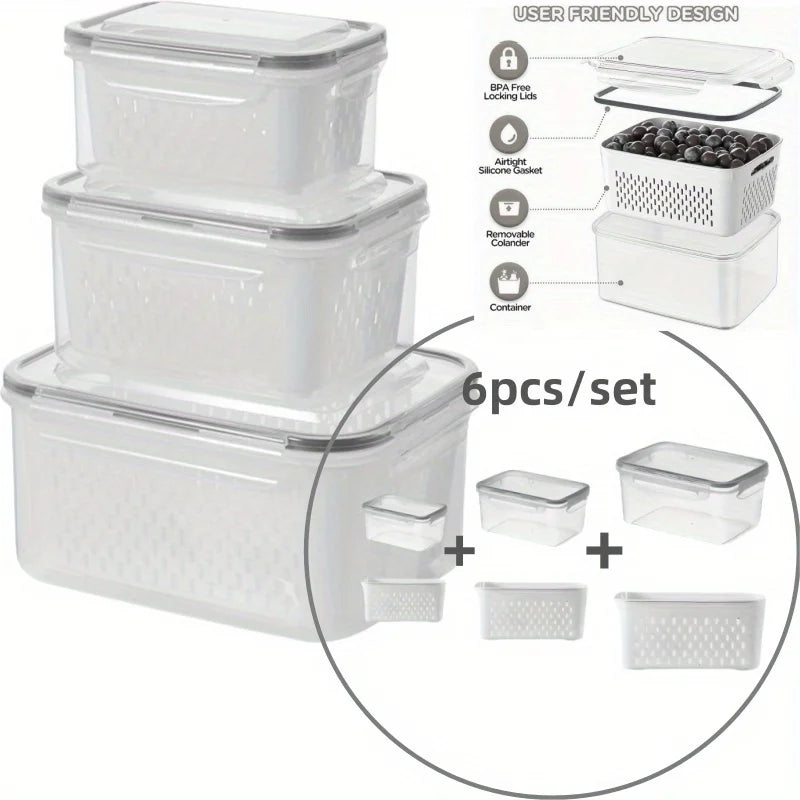 FreshLock™ Fruit & Veggie Containers – 6 Piece Set